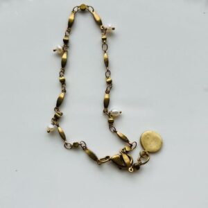 Brass Chain, Fresh Water Pearl Bracelet