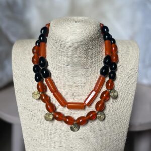 Traditional Fusion 2 Layered Neckpiece (Orange, Black)