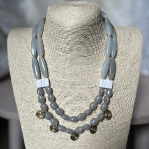 Traditional Fusion 2 Layered Neckpiece (Light Grey)