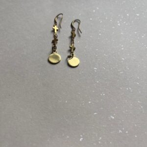 Brass Cross Chain Earrings