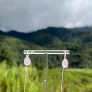 Sterling Silver Threader Earrings With Rose Quartz Stone