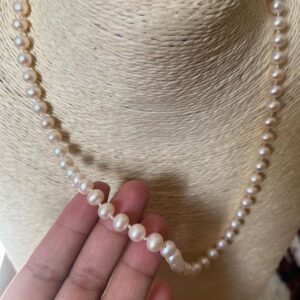 Delicate 6mm Fresh Water Pearls Neckpiece-Off White With Sterling Silver Clasp