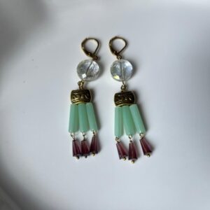 Crystal and Glass tube beaded earrings