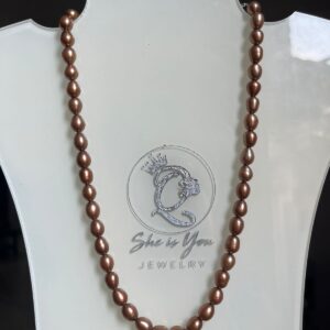 Fresh water Pearl Neckpiece Brown with Sterling Silver Chain