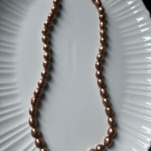 Fresh water Pearl Neckpiece Brown with Sterling Silver Chain