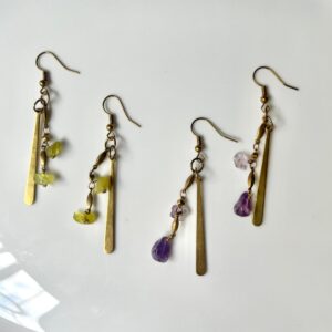 Natural Stone & Brass Dangler