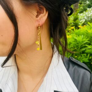 Natural Stone & Brass Dangler