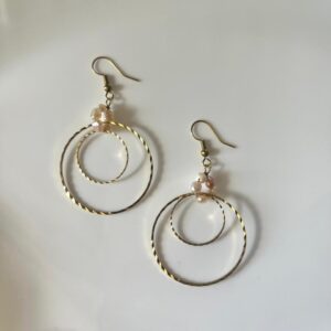 Tiny Fresh Water Pearls with Brass Hoop