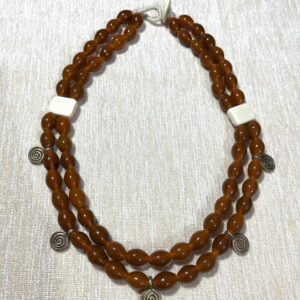 Brown Glass Beads & Brass Neckpiece